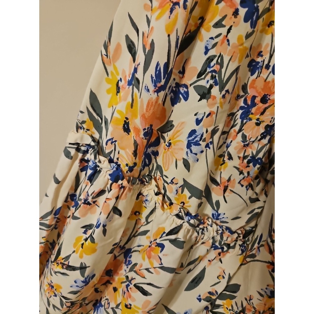 Eloquii Blouse 24 Pink Blue Boho CottageCore Ruffle Puff Sleeve Peasant Top - Picture 11 of 15